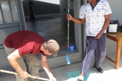 Sealing the shoes of observatory manager Zacharia