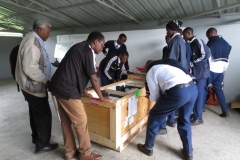 Unpackling the shipping crates